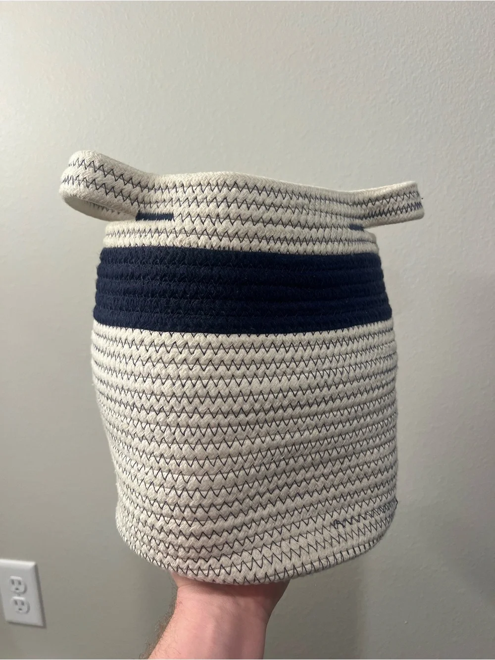 Woven Rope Storage Basket - Navy and Cream